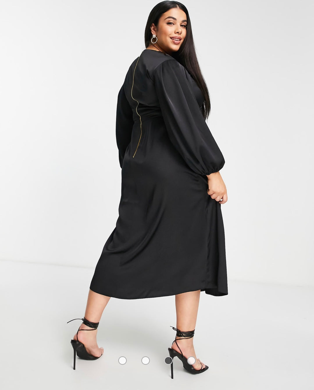 Closet London Plus empire waist volume sleeve midi dress in black