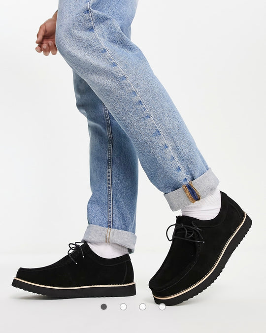 Truffle Collection lace up rub shoes in black