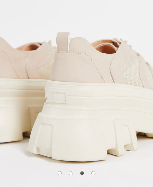 Public desire hault chunky lace up shoes in beige