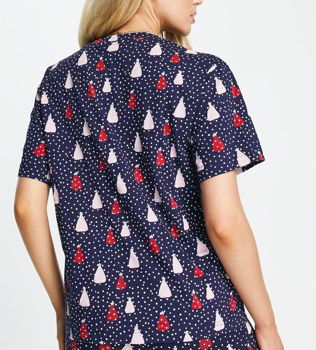 Monki co-ord Christmas tree pyjama top in navy
