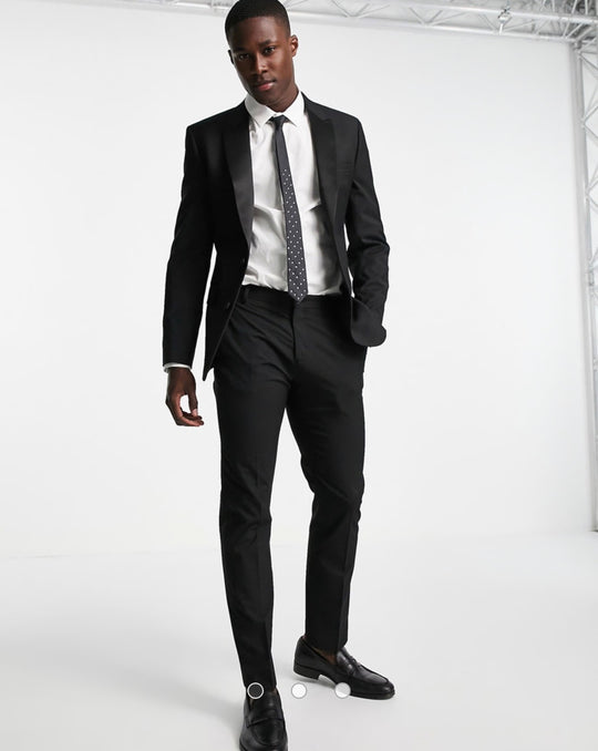 ASOS DESIGN skinny tuxedo in black suit jacket