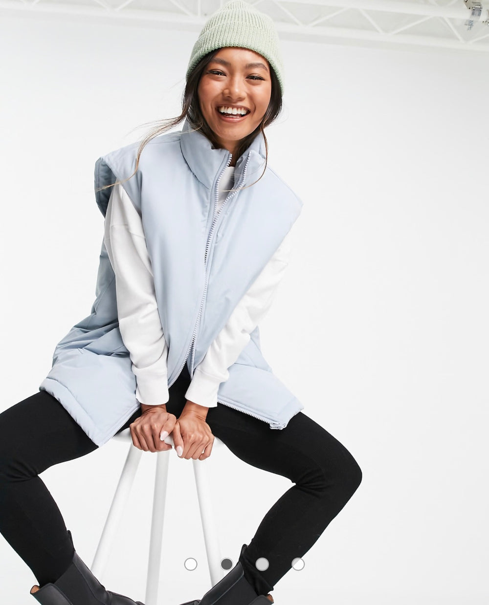 ASOS DESIGN fisherman rib beanie hat in recycled in sage