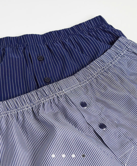 ASOS DESIGN woven 2 pack boxers with pinstripe