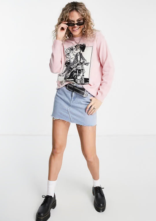 Love Moschino signature dolls graphic knit jumper in pink