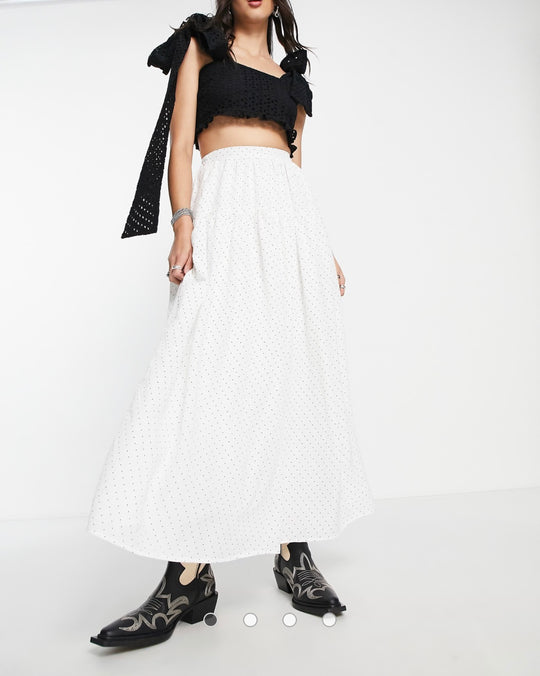 Sister Jane tiered maxi skirt in spot print