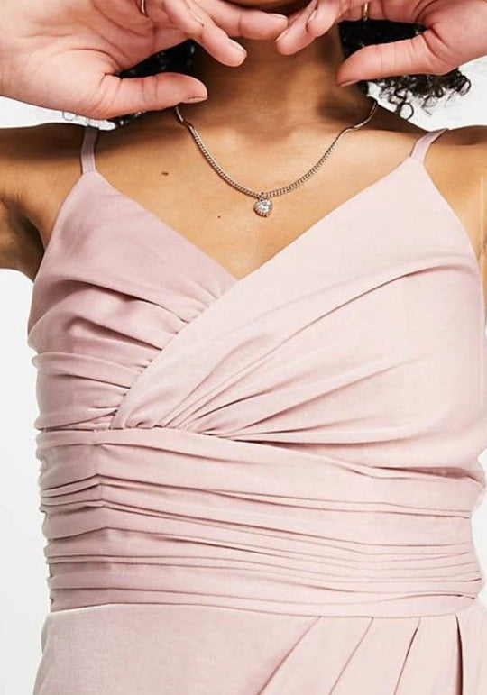 little Mistress morsiusneito satiinikietaisumekko, vaaleanpunainen