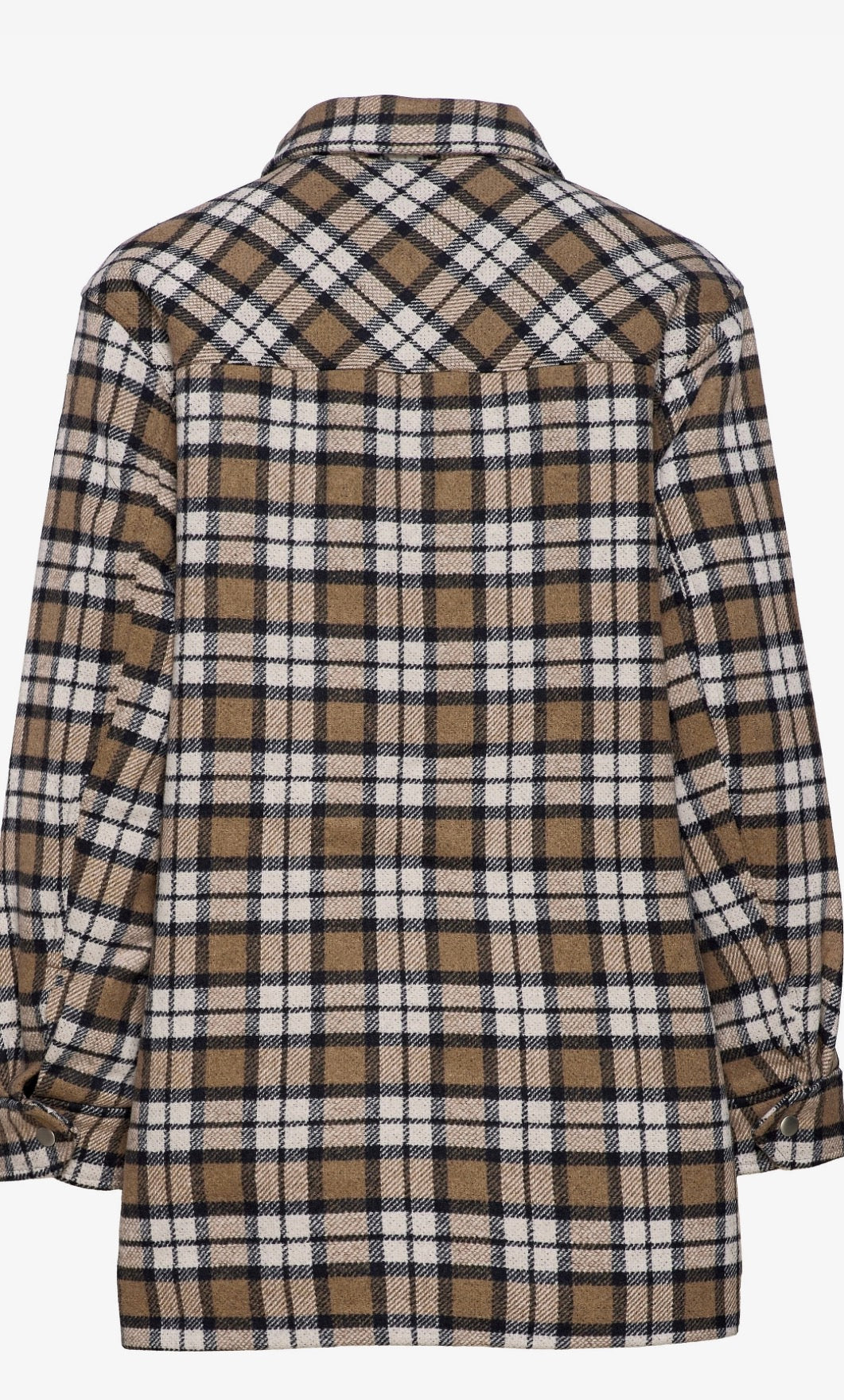 Envii shacket in brown and cream check