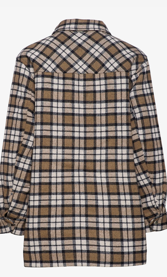 Envii shacket in brown and cream check