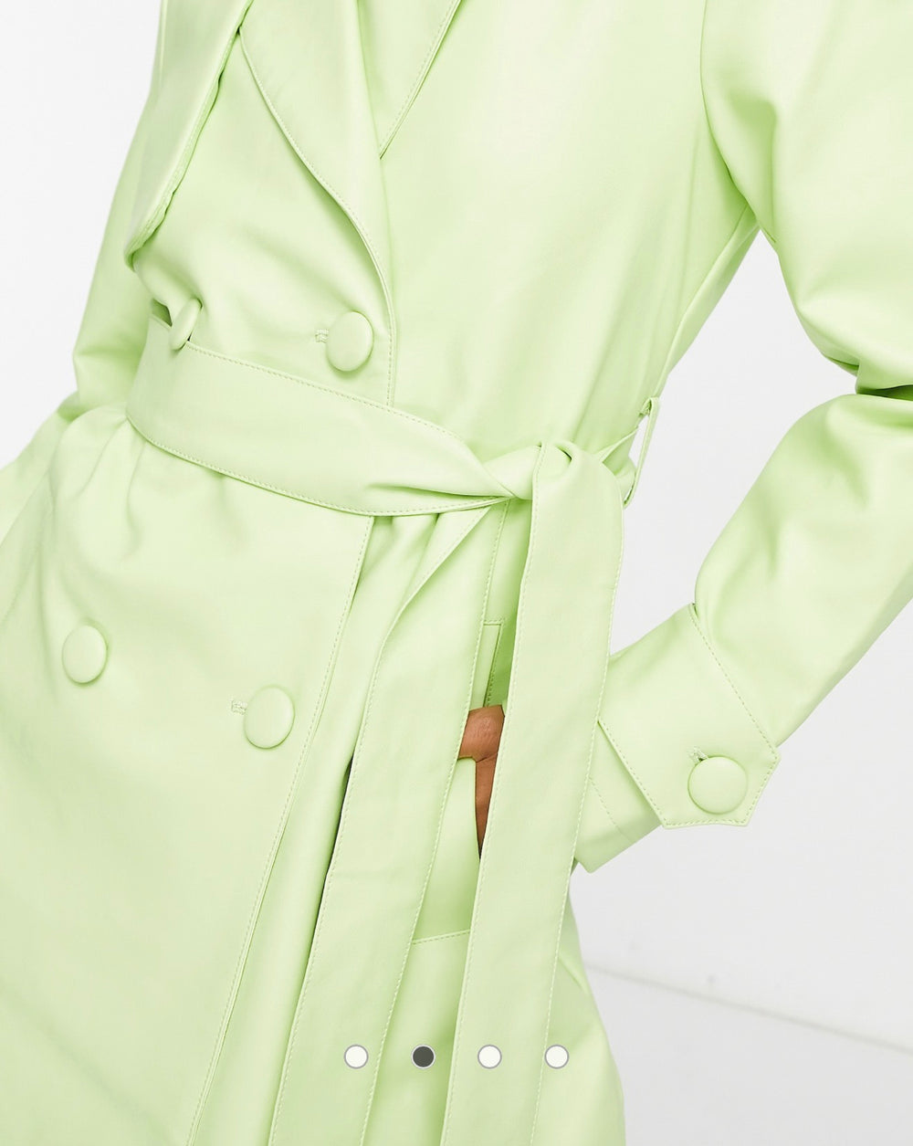 Forever New Petite belt PU jacket in lime green