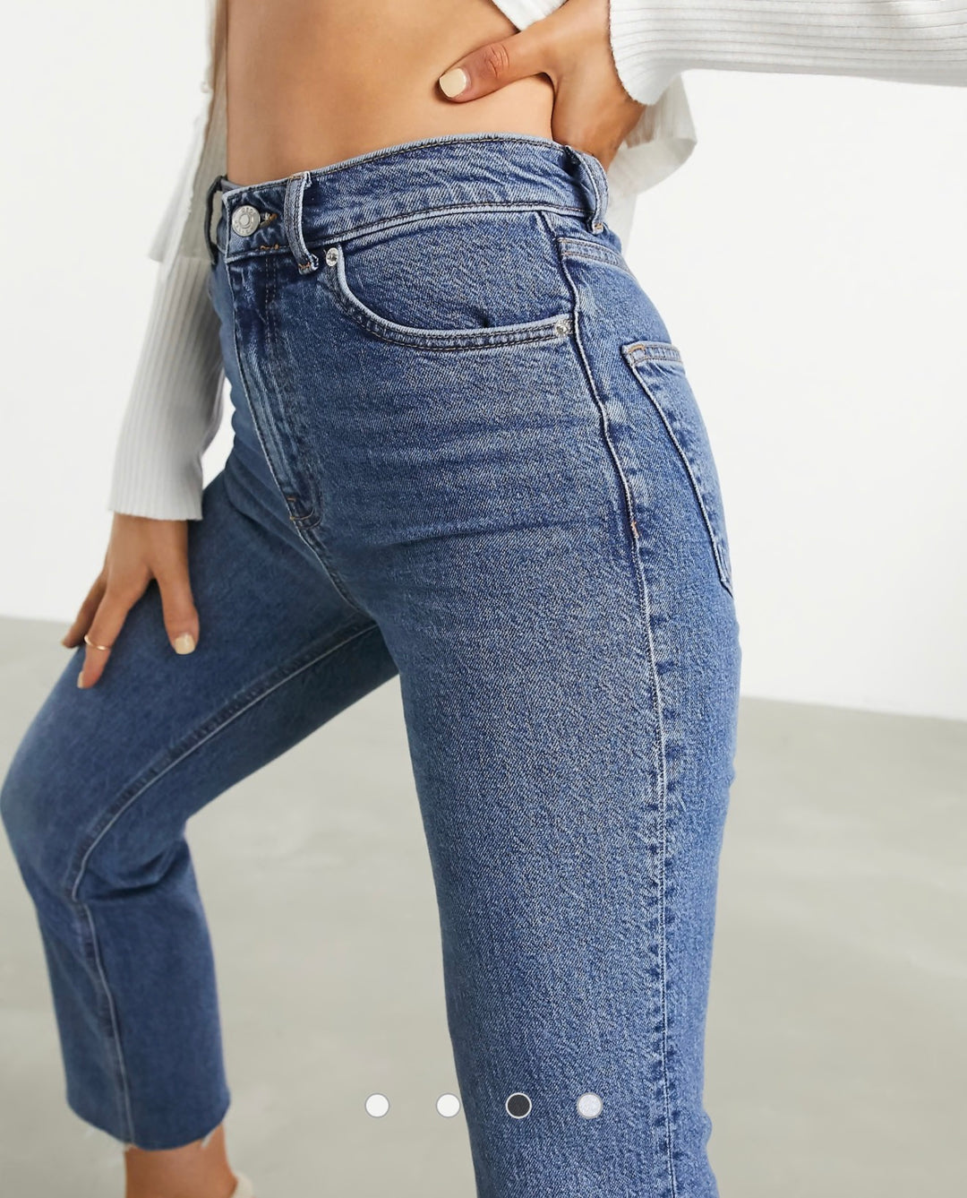 ASOS DESIGN Petite – Blå jeans med hög midja och stretch, utan sömmar