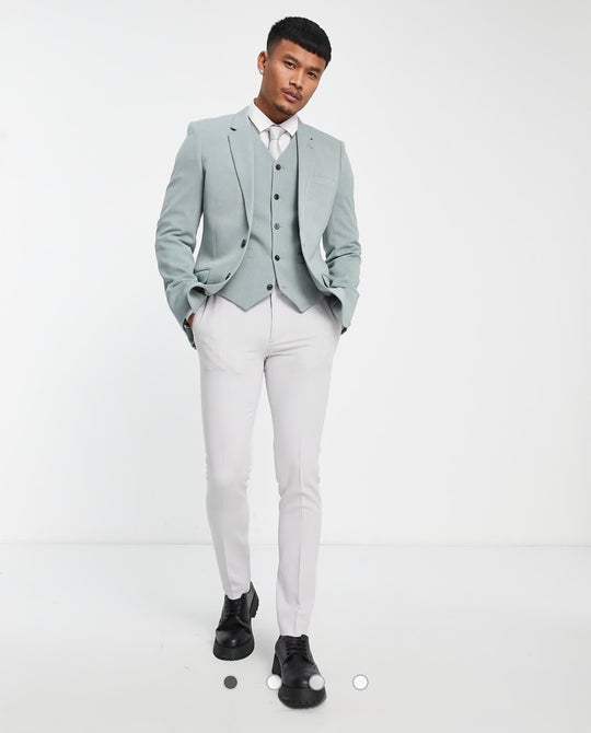 ASOS DESIGN wedding green super skinny cotton in ice grey