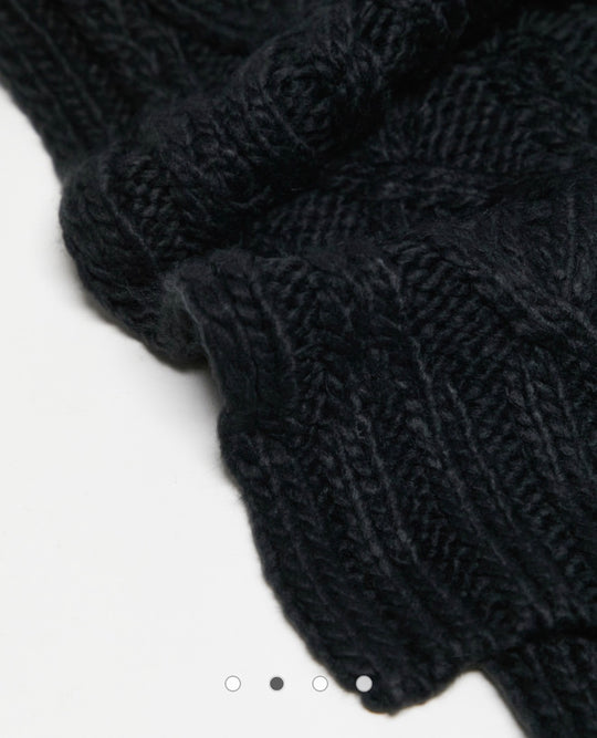 French Connection cable hat and scarf set in khaki and marine