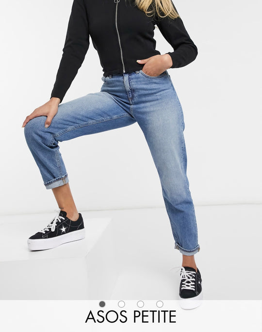 ASOS DESIGN Petite high rise farleigh in midwash