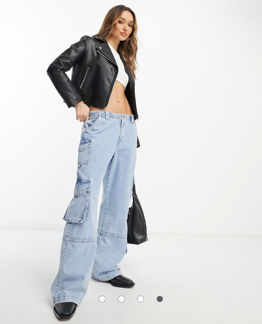 ASOS DESIGN ultimate leather look bike jacket in black