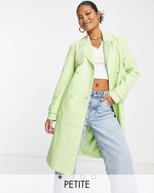 Forever New Petite belt PU jacket in lime green