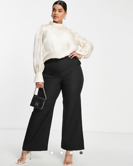 Pretty Lavish Curve high neck organza blouse in champagne metallic