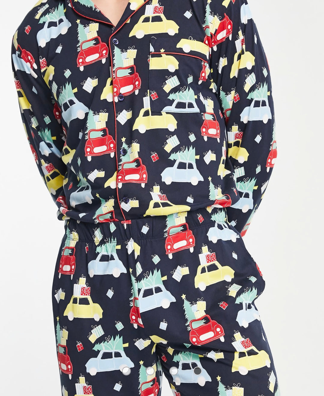 Chelsea Peers Christmas button down taxi pyjamas
