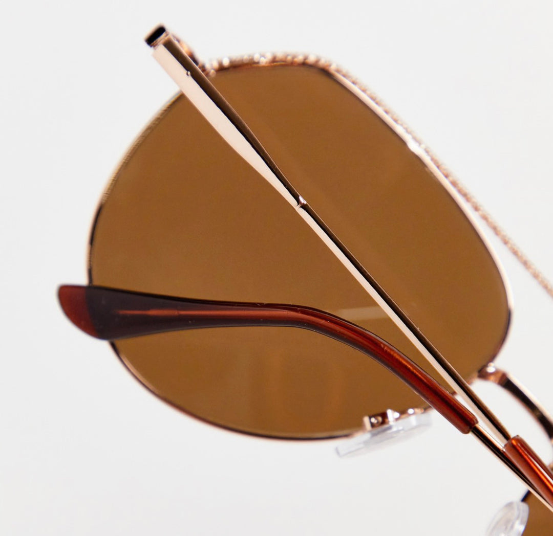 AJ Morgan Dorado metal aviator sunglasses in golden brown