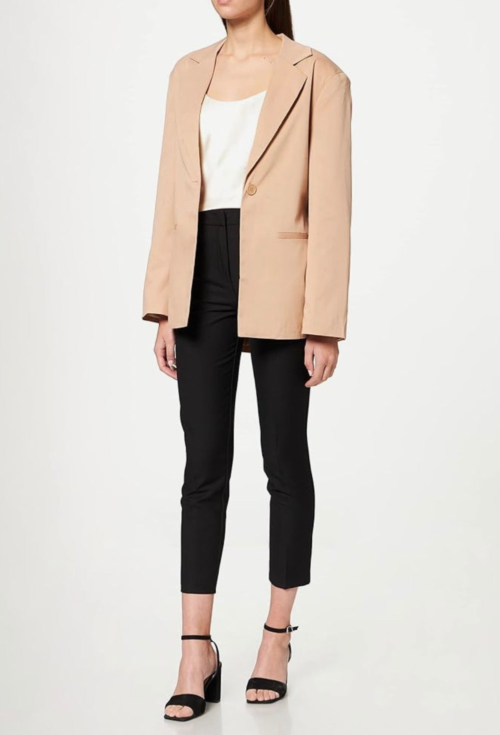 NA-KD co-ord oversized belted blazer in beige