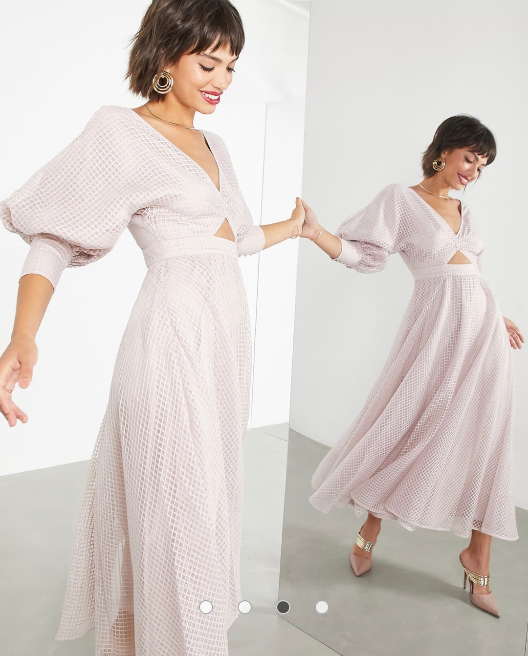ASOS EDITION blouson sleeve midi dress in blush