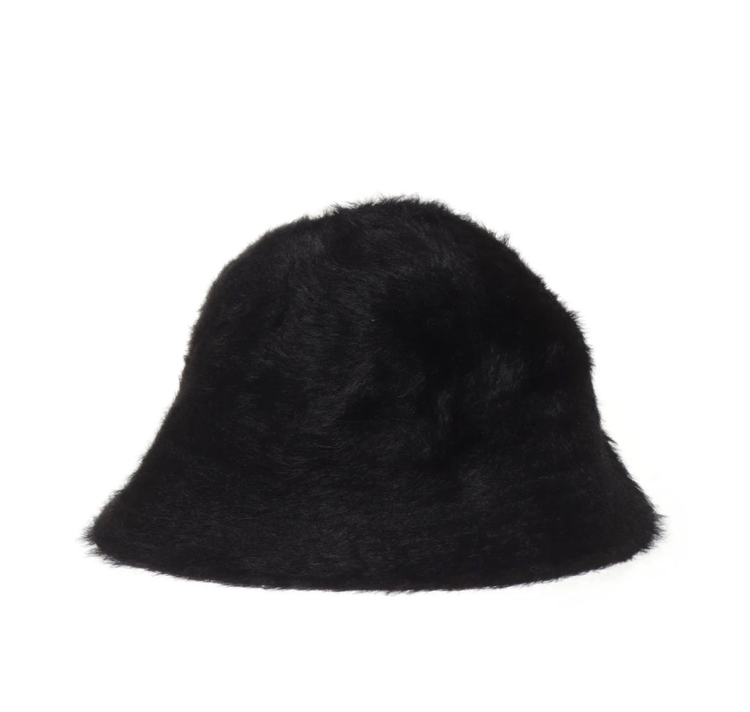 ASOS DESIGN fluffy bucket hat in black