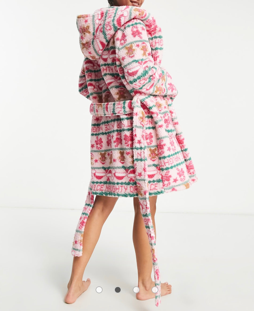 ASOS DESIGN Christmas fairisle borg mini robe in pink