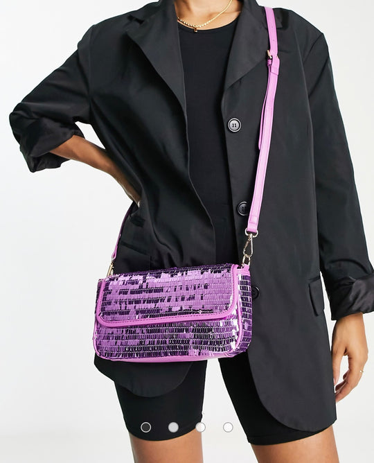 Public Desire The Lina baguette shoulder bag in pink sequin