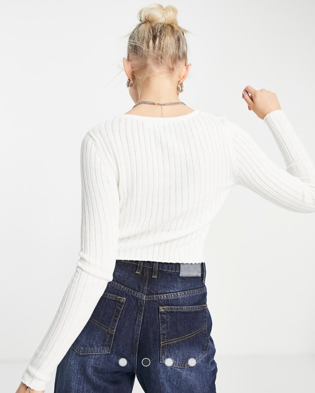 COLLUSION ribbed cardigan in white