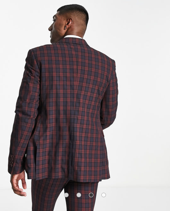 ASOS DESIGN wedding super skinny suit jacket in burgundy