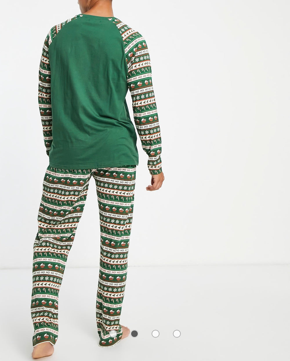 Brave Soul ho ho ho fairisle christmas pudding pyjama set in green
