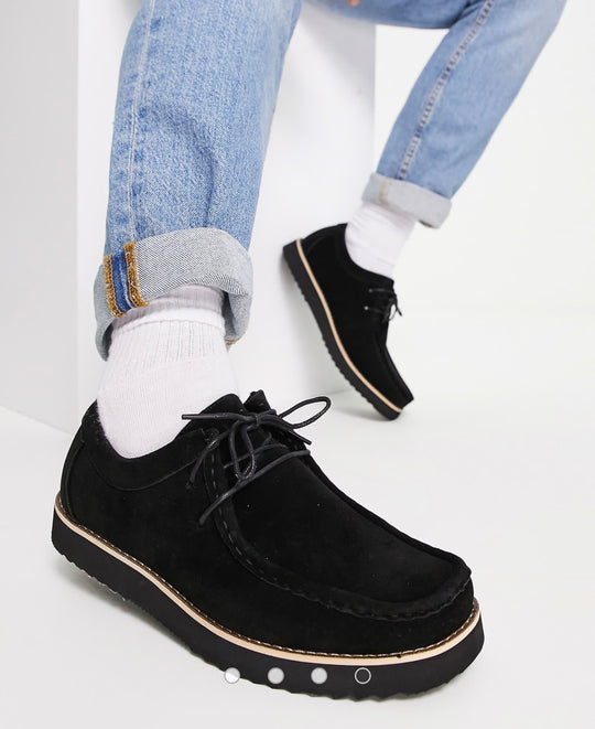 Truffle Collection lace up rub shoes in black