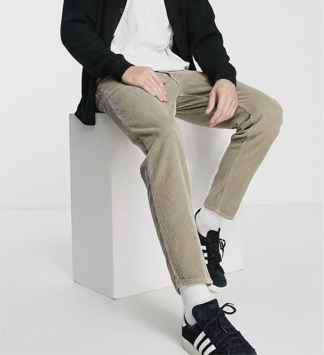 ASOS DESIGN corduroy classic rigid jeans in stone