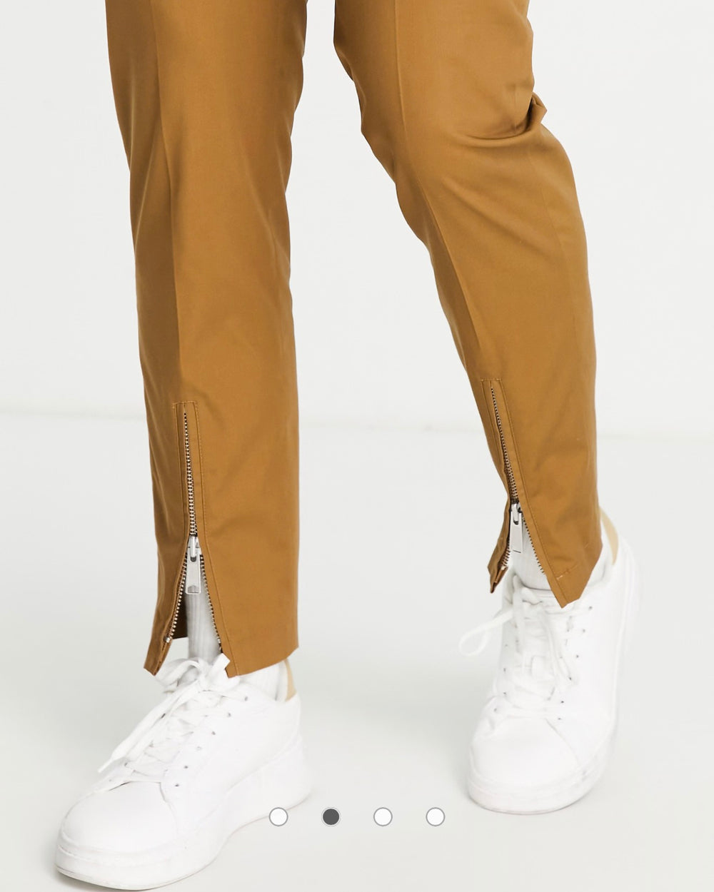 ASOS DESIGN slim smart trouser with zip front hem in brown