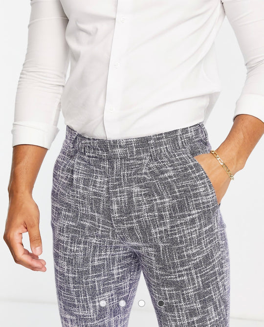 ASOS DESIGN smart skinny trousers with cotton mix micro texture in navy