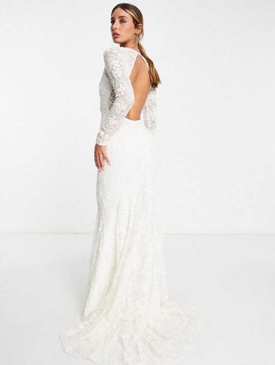 ASOS EDITION Connie tonal cornelli embroidered wedding dress