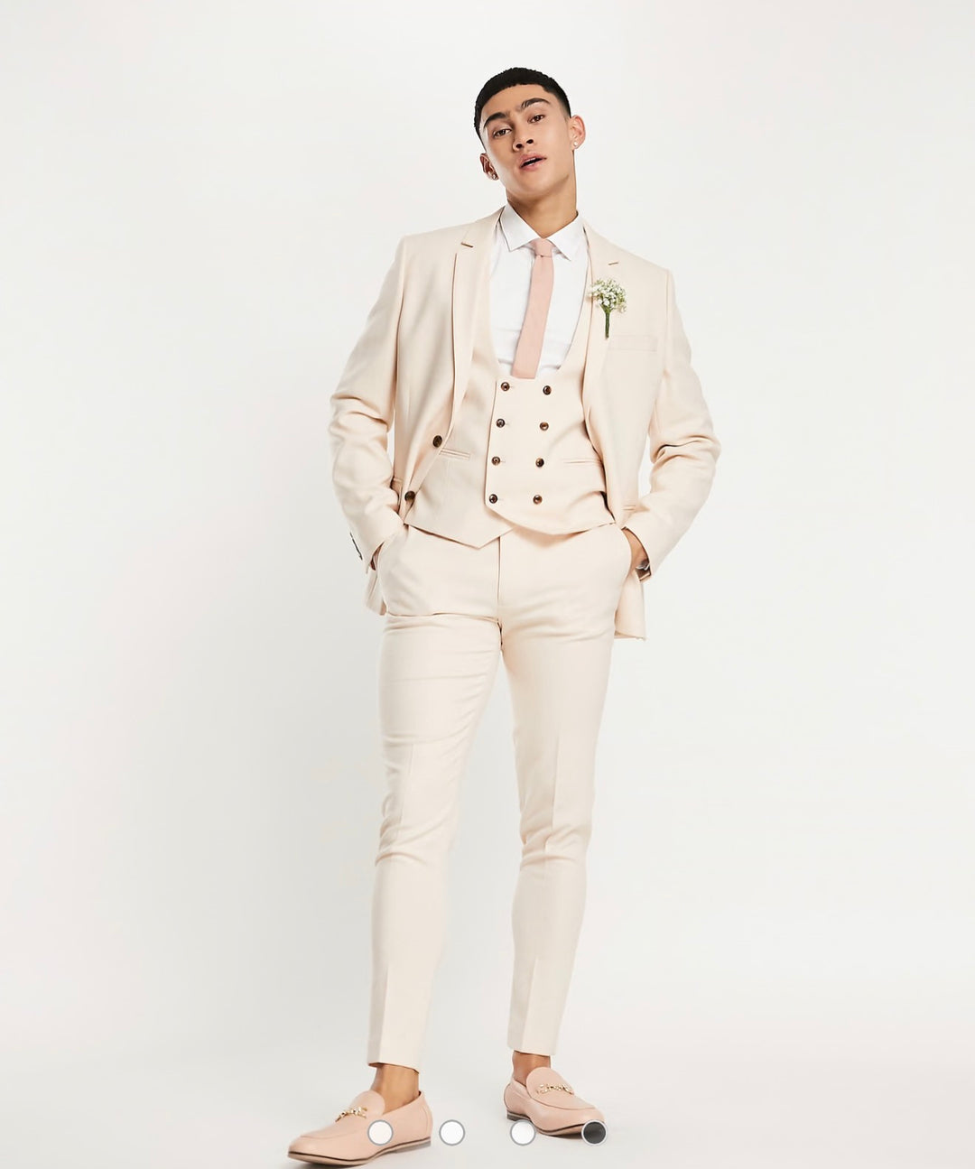ASOS DESIGN wedding skinny suit jacket with micro texture in stone