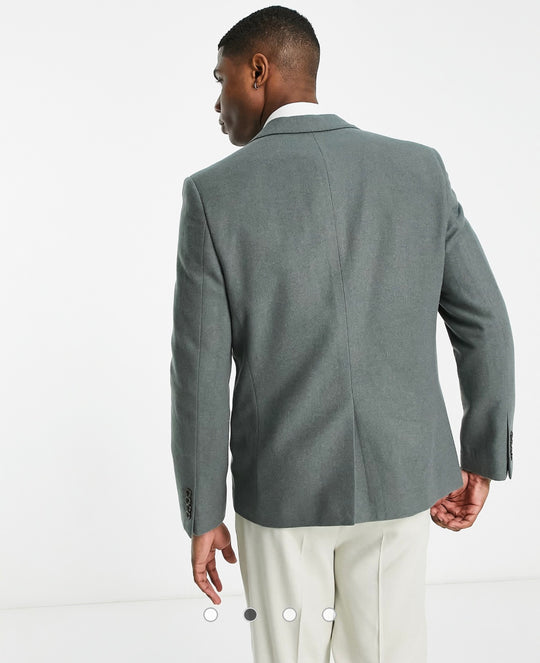 Harry Brown loose fit tweed wool mix suit jacket in green