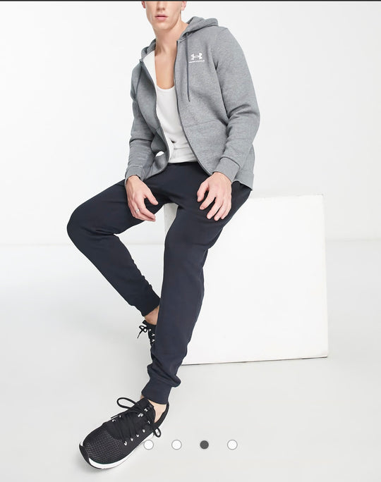 Under Armour Training Essential fleece full zip hoodie in gray marl