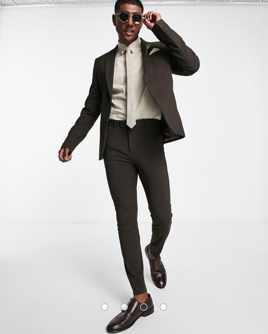 Bolongaro Trevor wedding super skinny suit jacket in Brown