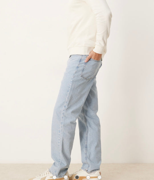 ASOS DESIGN straight leg jeans in pale blue