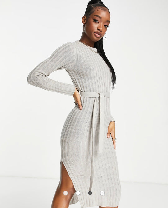 Brave Soul eddie side split knitted dress