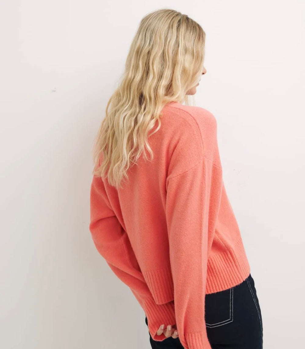 Nobody’s Child 3 Button Cardigan in Coral Pink