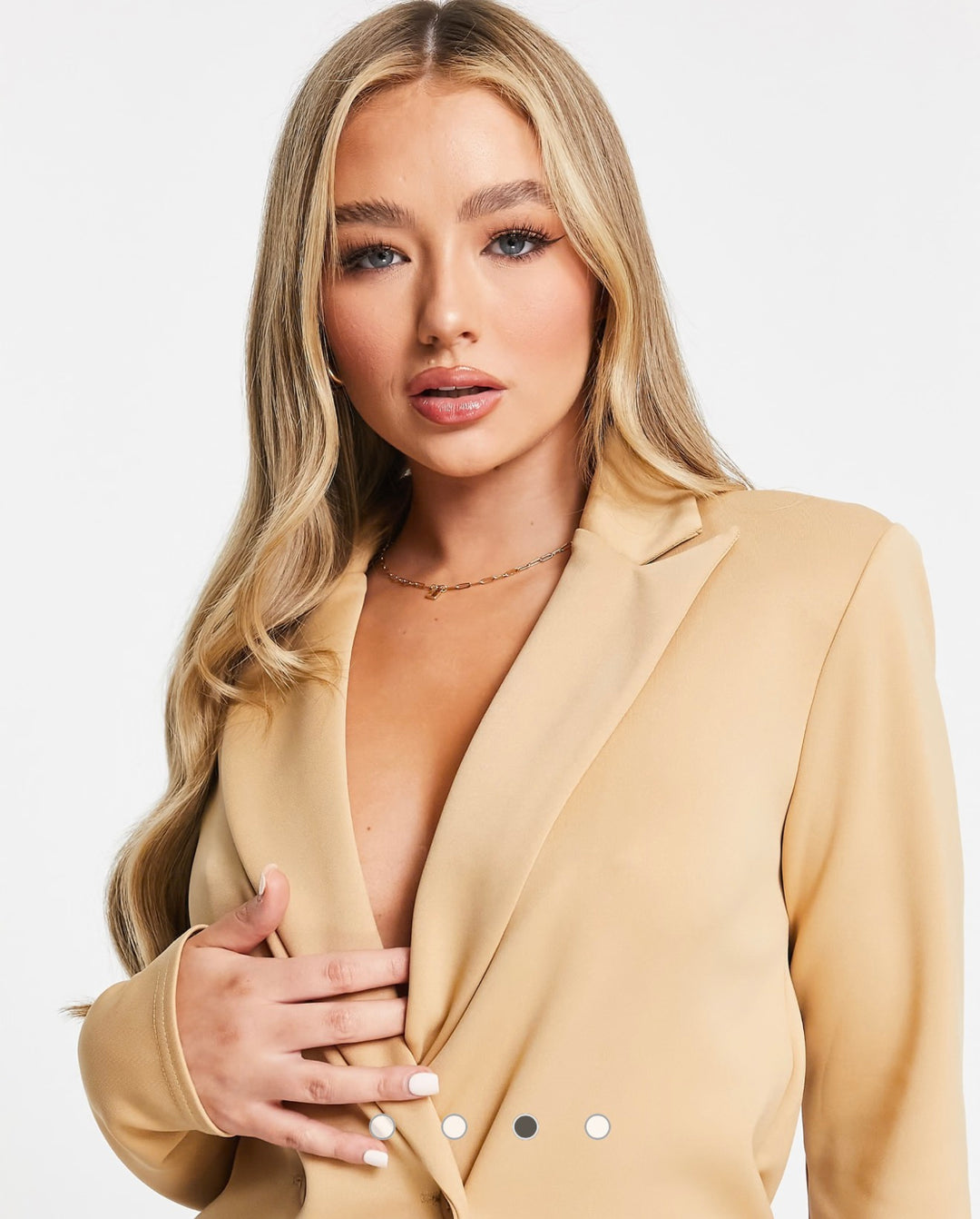ASOS DESIGN structured jersey double breasted in camel