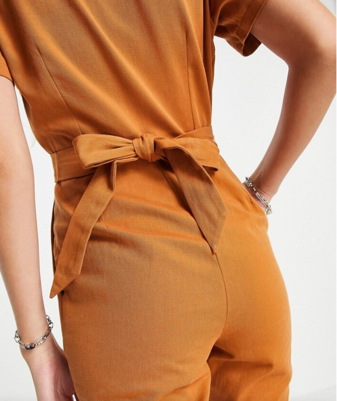 ASOS DESIGN twill 70-tals kickflare overall i brunt