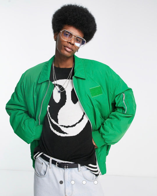 ASOS DEISGN extreme oversized bomber with MA2 pocket in green