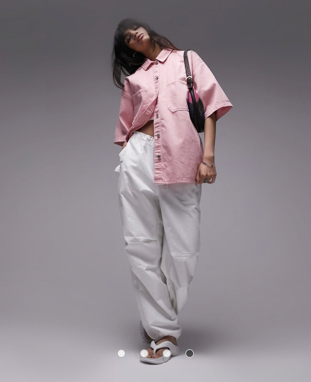 Topshop co-ord denim shacket in baby pink