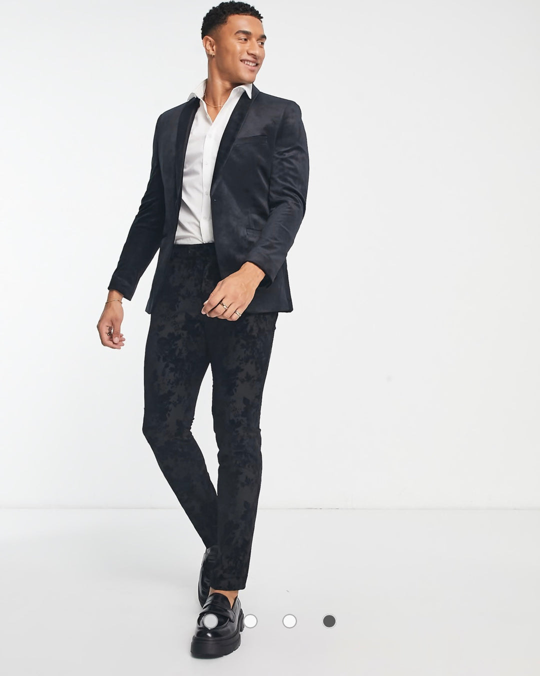 Topman skinny velvet blazer in black