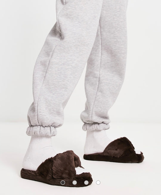 ASOS DESIGN Zeve twist slider slippers in chocolate