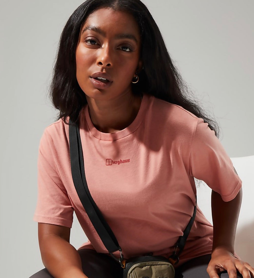 Berghaus Women's Boyfriend Logo Short Sleeve Tee in Pink
