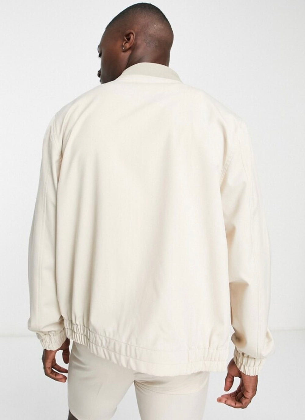 ASOS DESIGN smart co-ord bomber jacket in stone